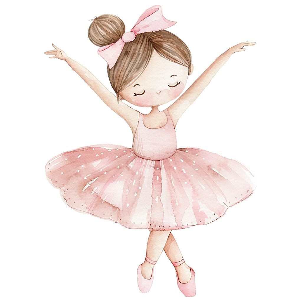 Watercolour Ballerina – Nursery Wall Art (8" x 8" Digital Download)