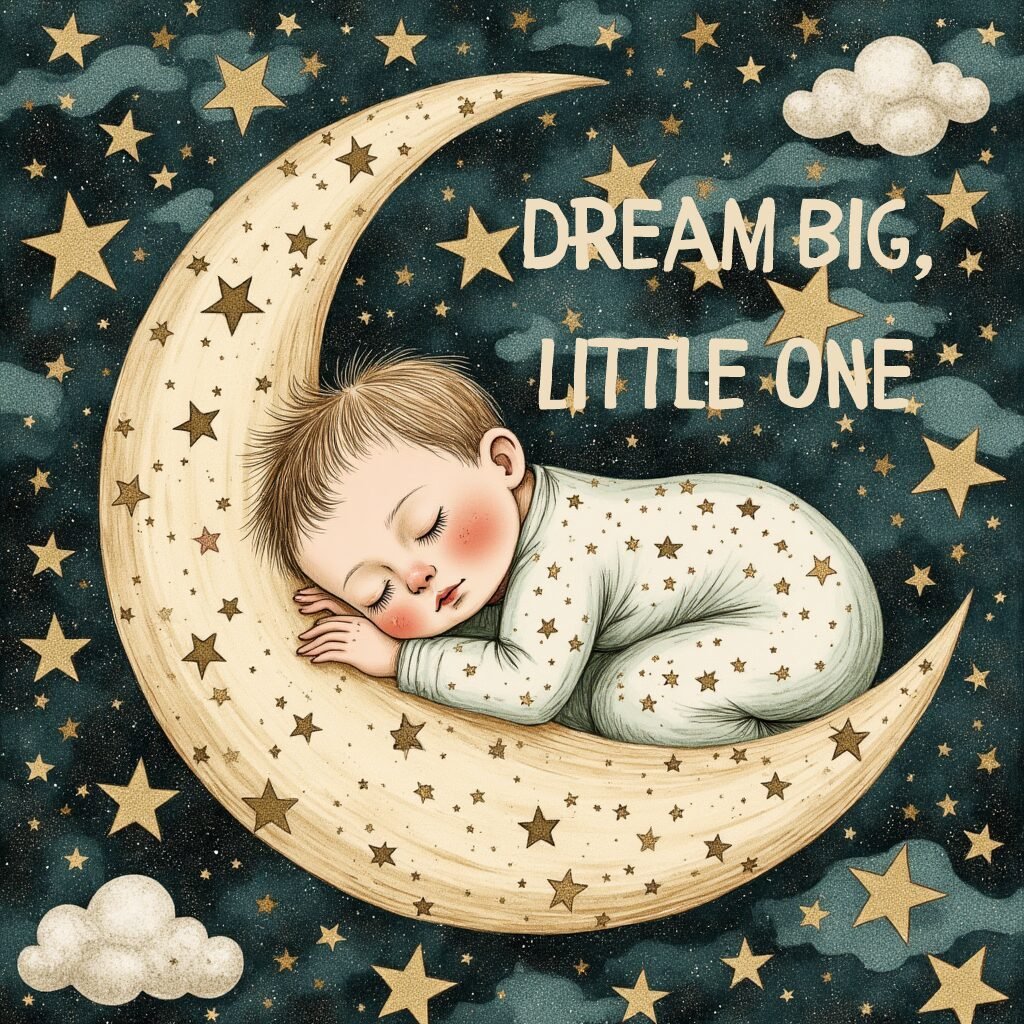Dream Big Little One – Baby Boy Moon Nursery Print (8x8" Digital Download)