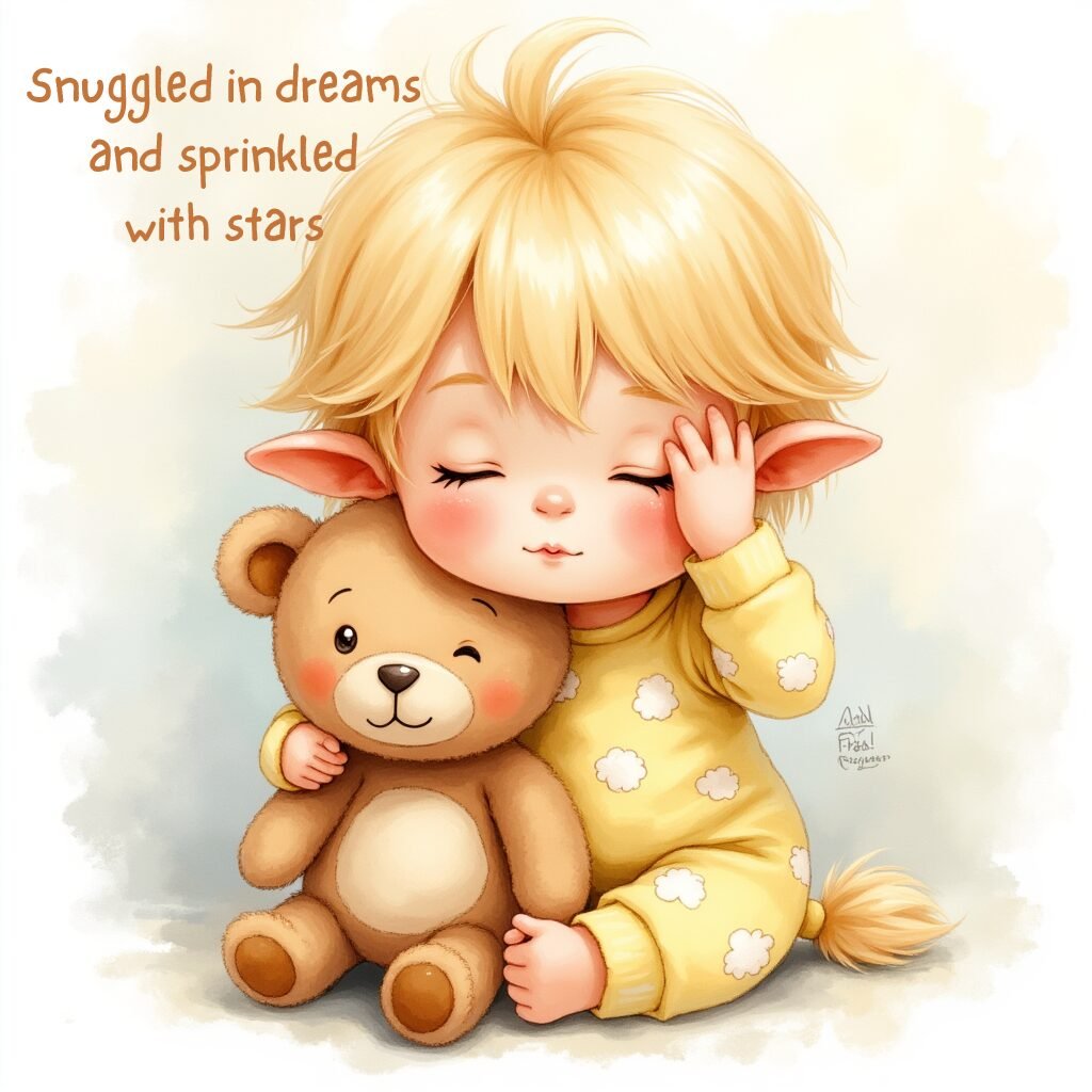 Snuggled in Dreams & Sprinkled with Stars – 8x8" Nursery Print (Digital Download)
